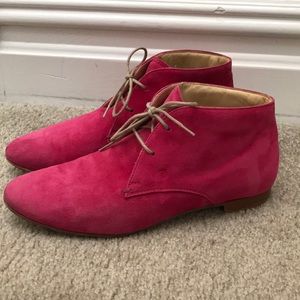 Tod’s Suede Lace Up Booties Hot Pink